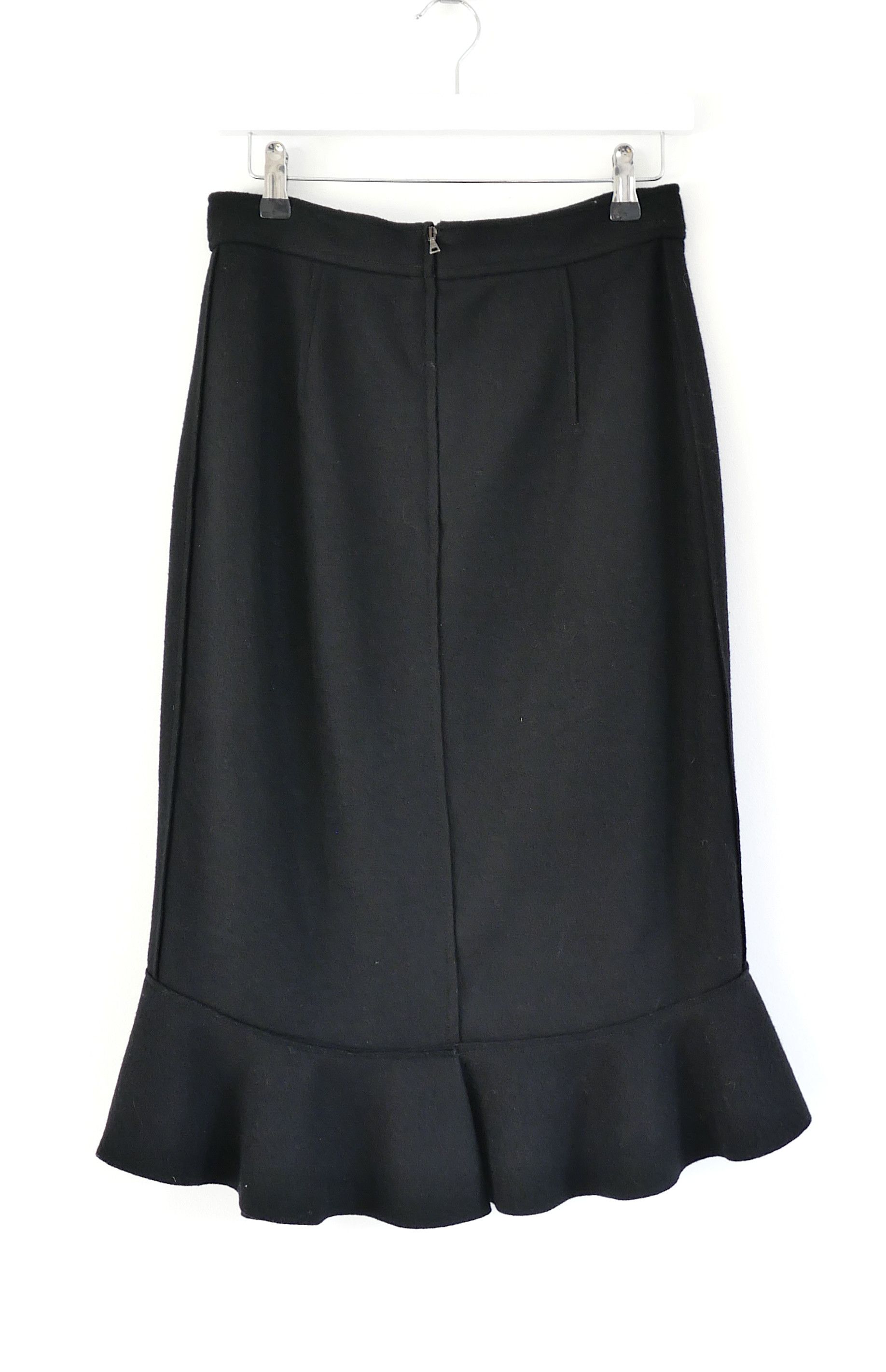 Prada Prada Fall 2008 Black Wool Felt Frill Hem Skirt Size 30" / US 8 / IT 44 - 3 Thumbnail