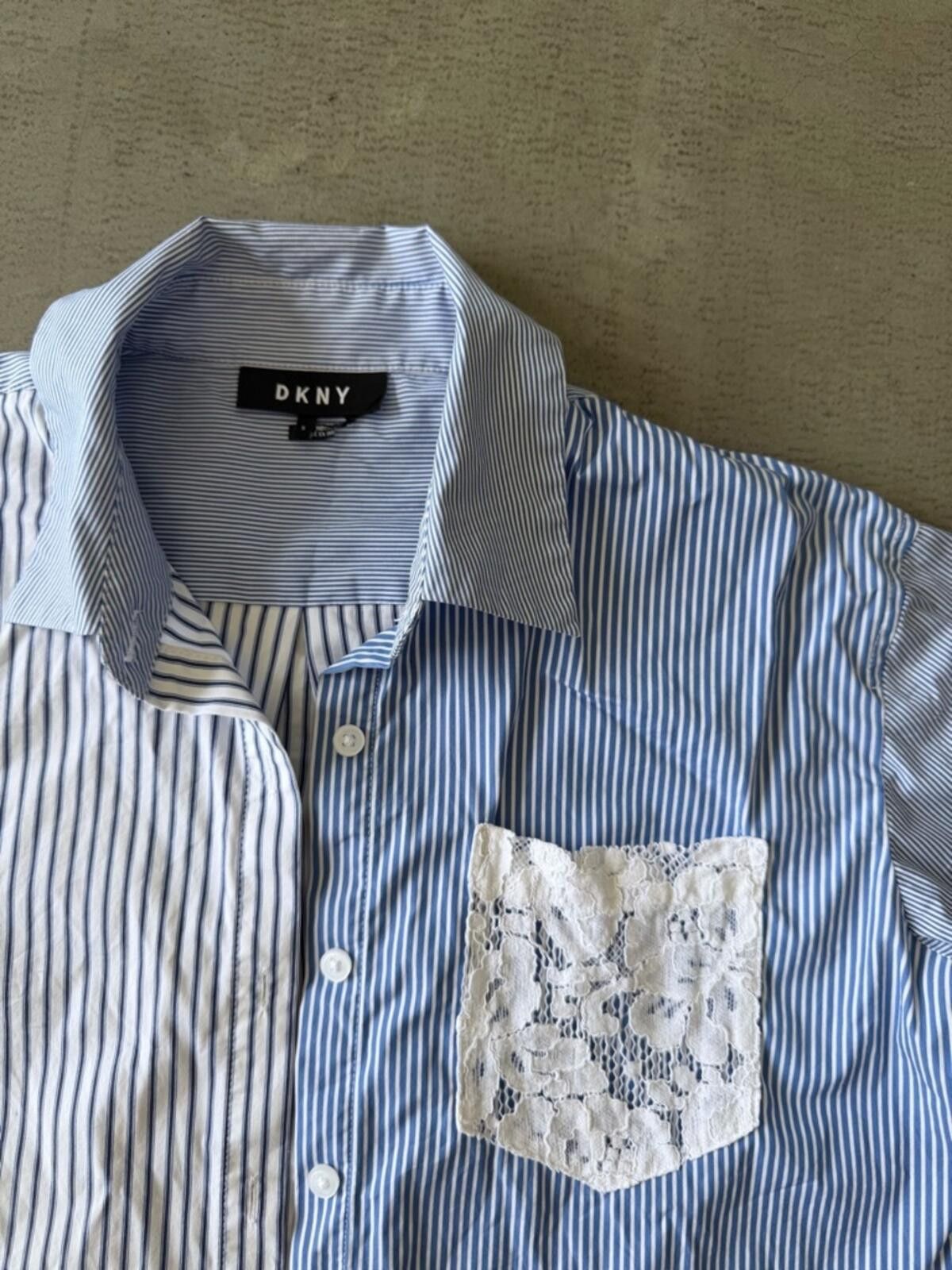 DKNY DKNY / Lace Pocket Striped Button Down Shirt / Blue White Size S / US 4 / IT 40 - 4 Thumbnail