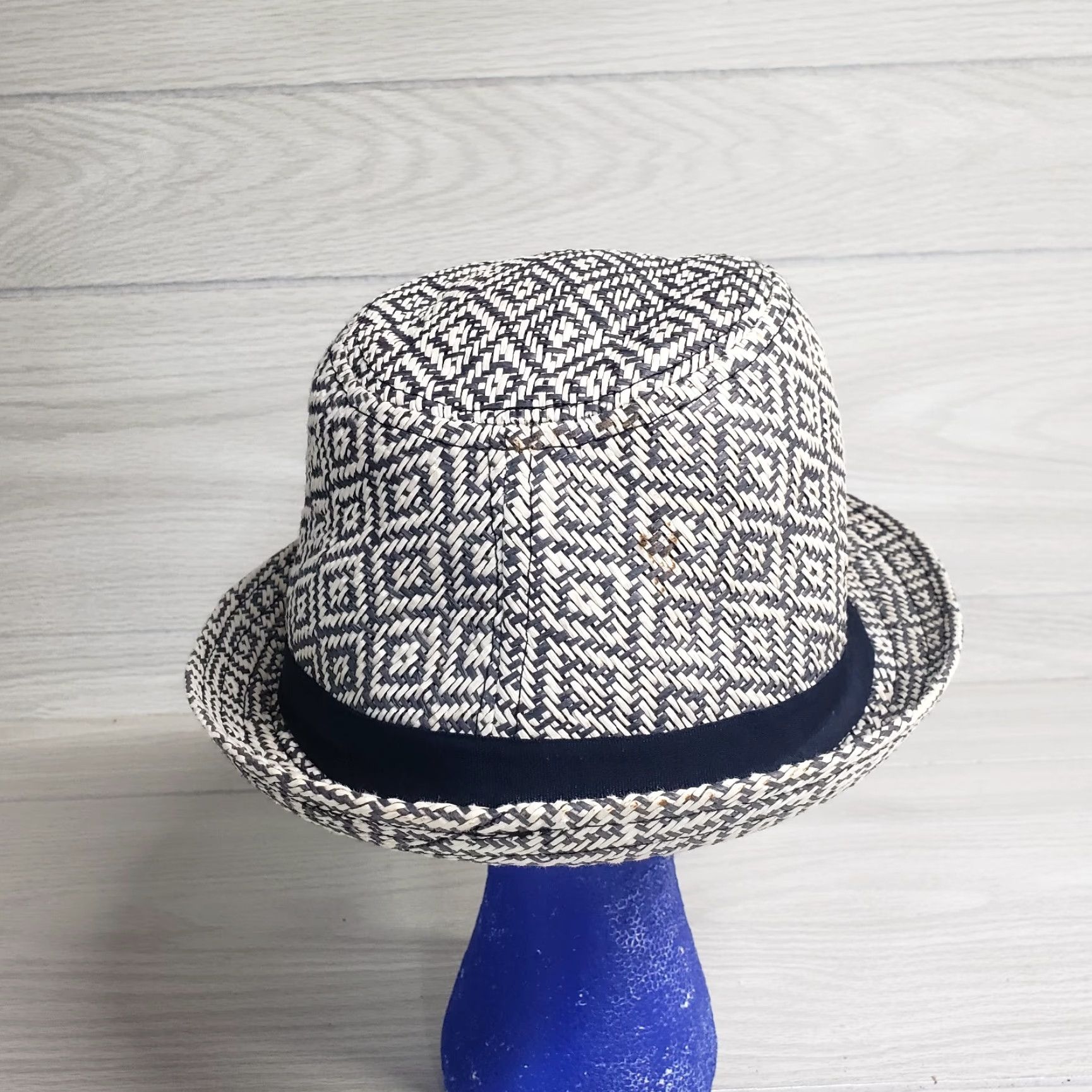 Vintage Pugs Gear Hat Adult M Gray Fedora Checkered Short Brim Mens Size US 31 - 3 Thumbnail