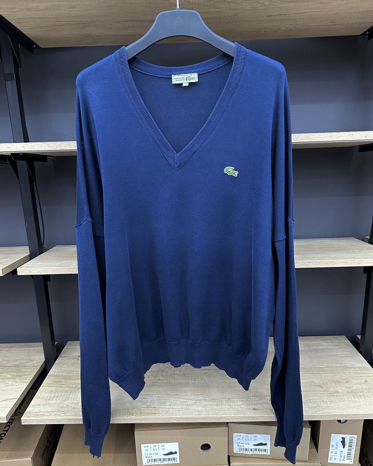 Lacoste 90S Vintage Lacoste Blue V Neck Sweater Jumper Old Money Size US XL / EU 56 / 4 - 1 Thumbnail