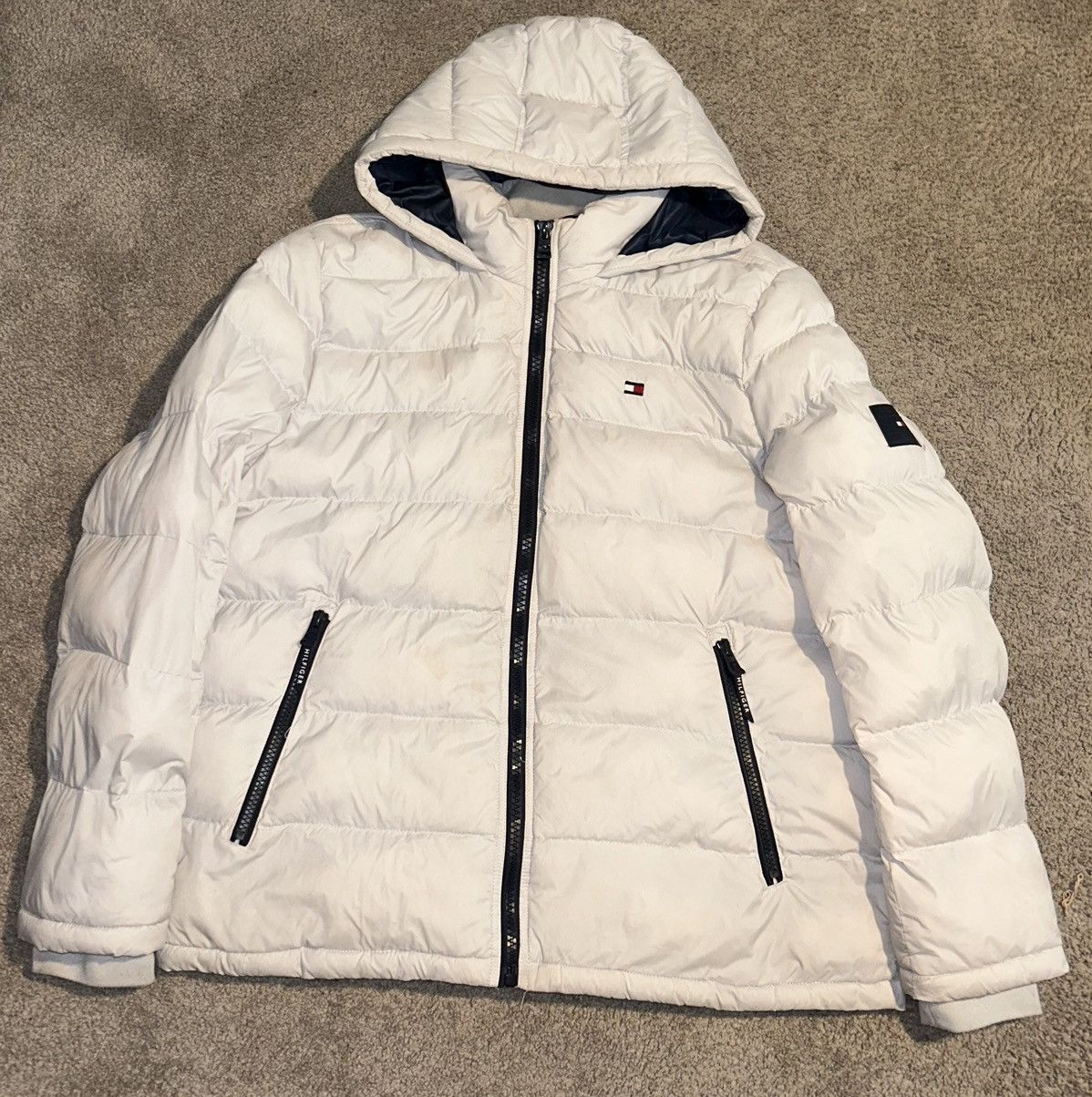 image of Tommy Hilfiger Puffer Jacket in White, Men's (Size XL)