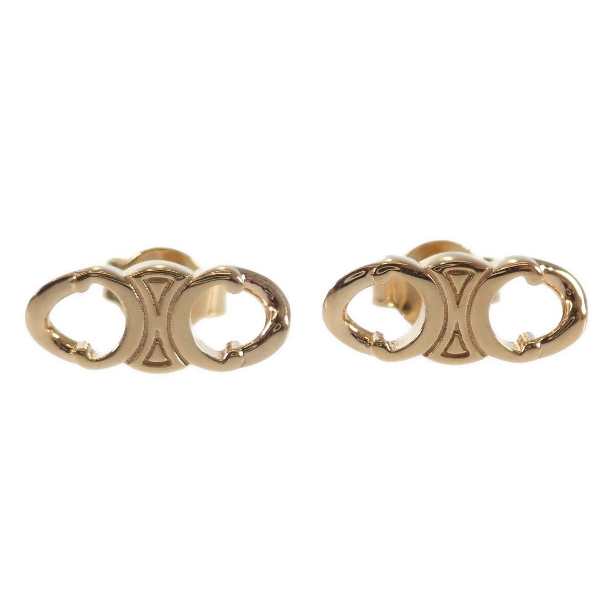 image of Celine Triomphe Gourmet Stud Earrings in Gold, Women's