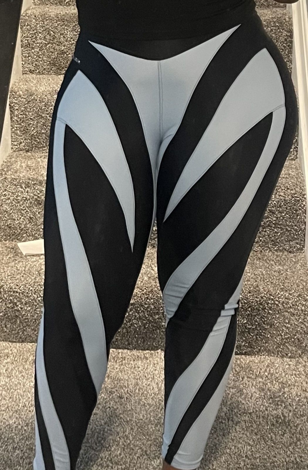 Mugler MUGLER Blue & Black Spiral Leggings Size 30" / US 8 / IT 44 - 3 Thumbnail