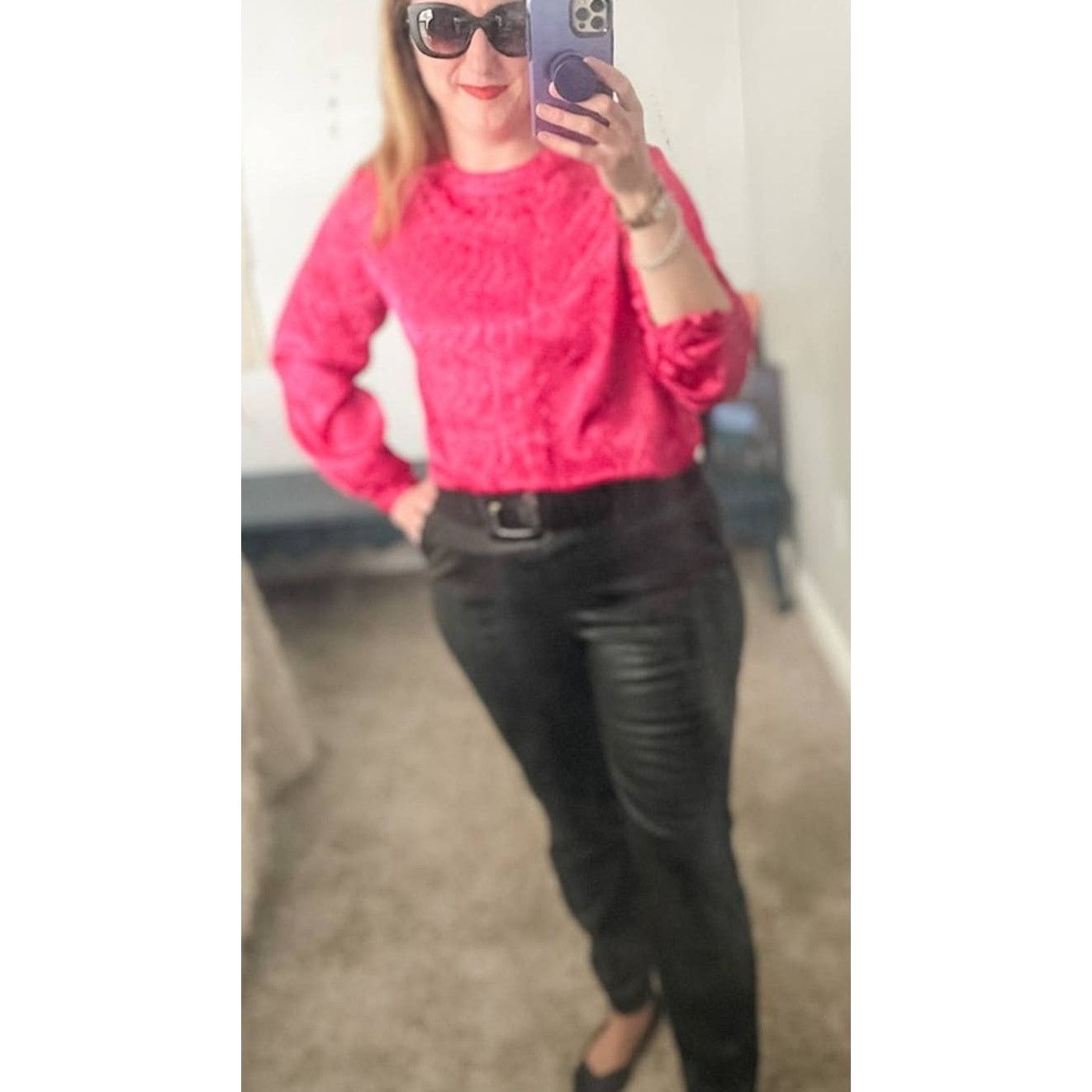 Vintage Vintage Hot Pink Floral Back Button Down Pleated Blouse 💖🔥 Size M / US 6-8 / IT 42-44 - 6 Thumbnail