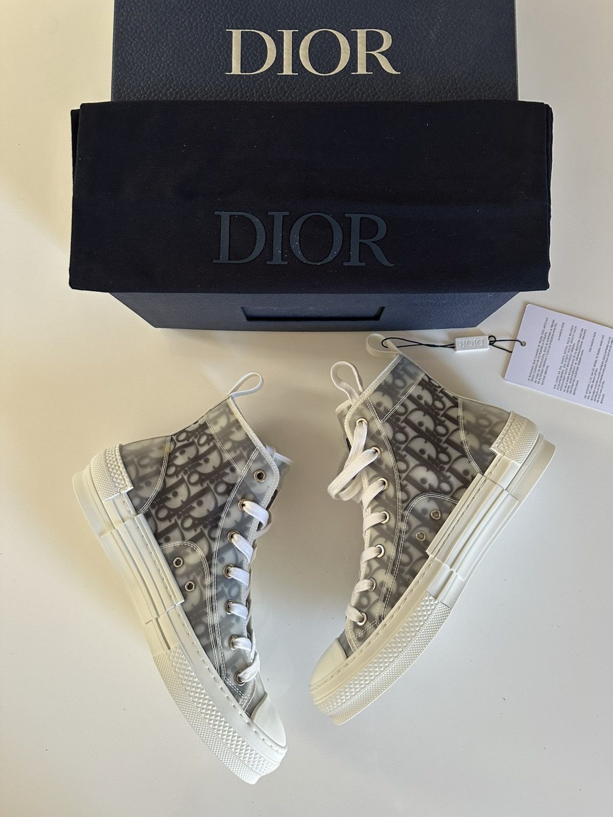 Dior Dior B23 High Top Logo Oplique Black/White Size US 7 / EU 40 - 4 Thumbnail