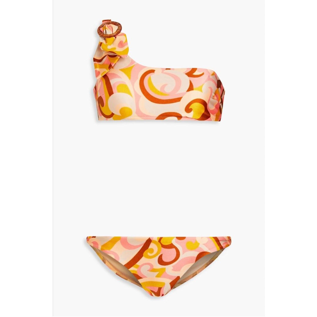 image of Zimmermann Mae One-Shoulder Embellished Printed Bikini, Women's