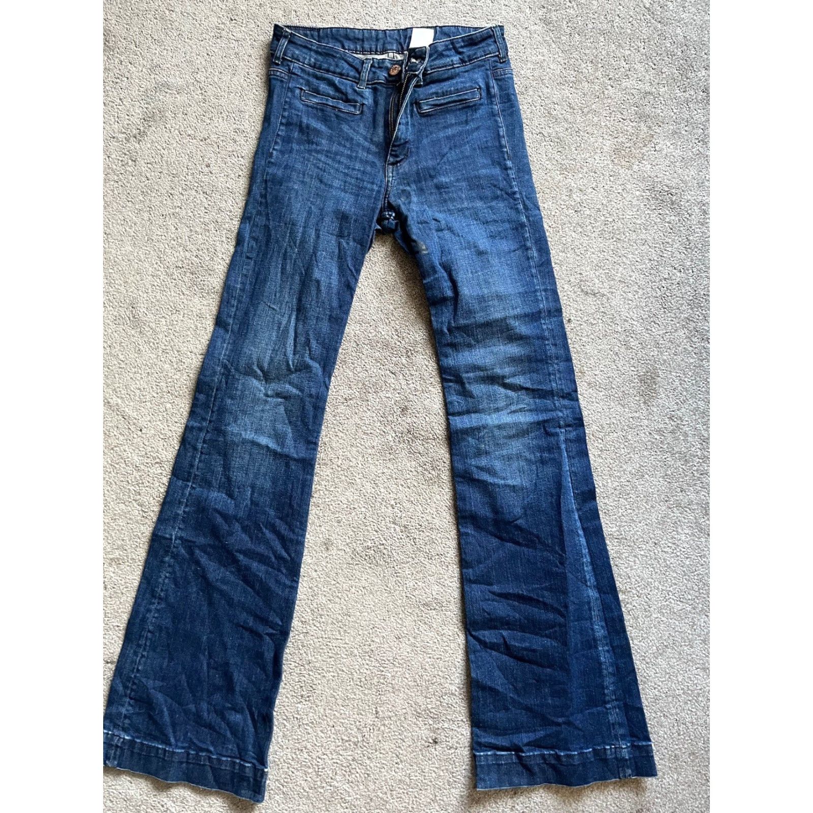 H&M VINTAGE H&M Women’s Jeans Flared High Waist 28 Blue Y2K Boho Rock Urban Size 28" / US 6 / IT 42 - 3 Thumbnail