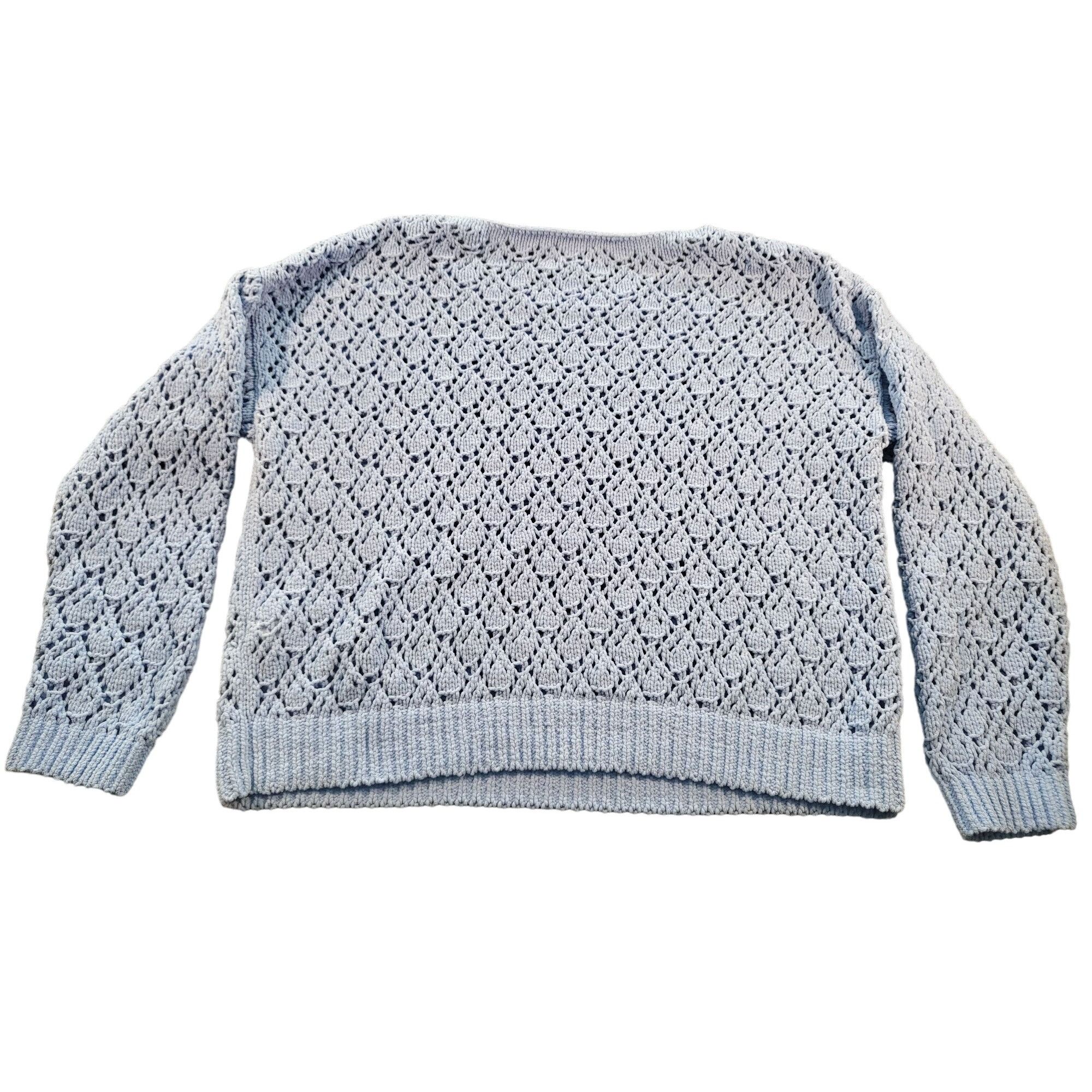 Lucky Brand Lucky Brand Chenille Sweater Women Sz L Open Knit Blue Long Size L / US 10 / IT 46 - 8 Thumbnail