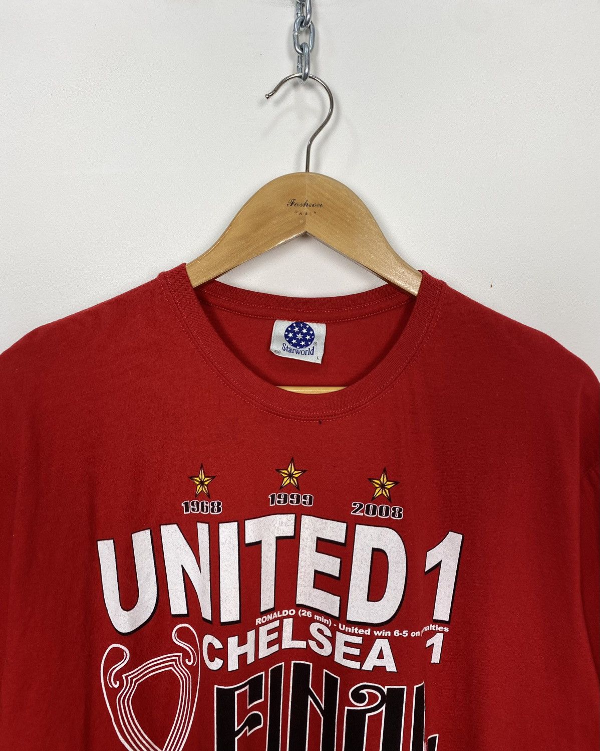 Vintage Manchester United 2008 Champions League Football T-Shirt Red Size US L / EU 52-54 / 3 - 2 Thumbnail