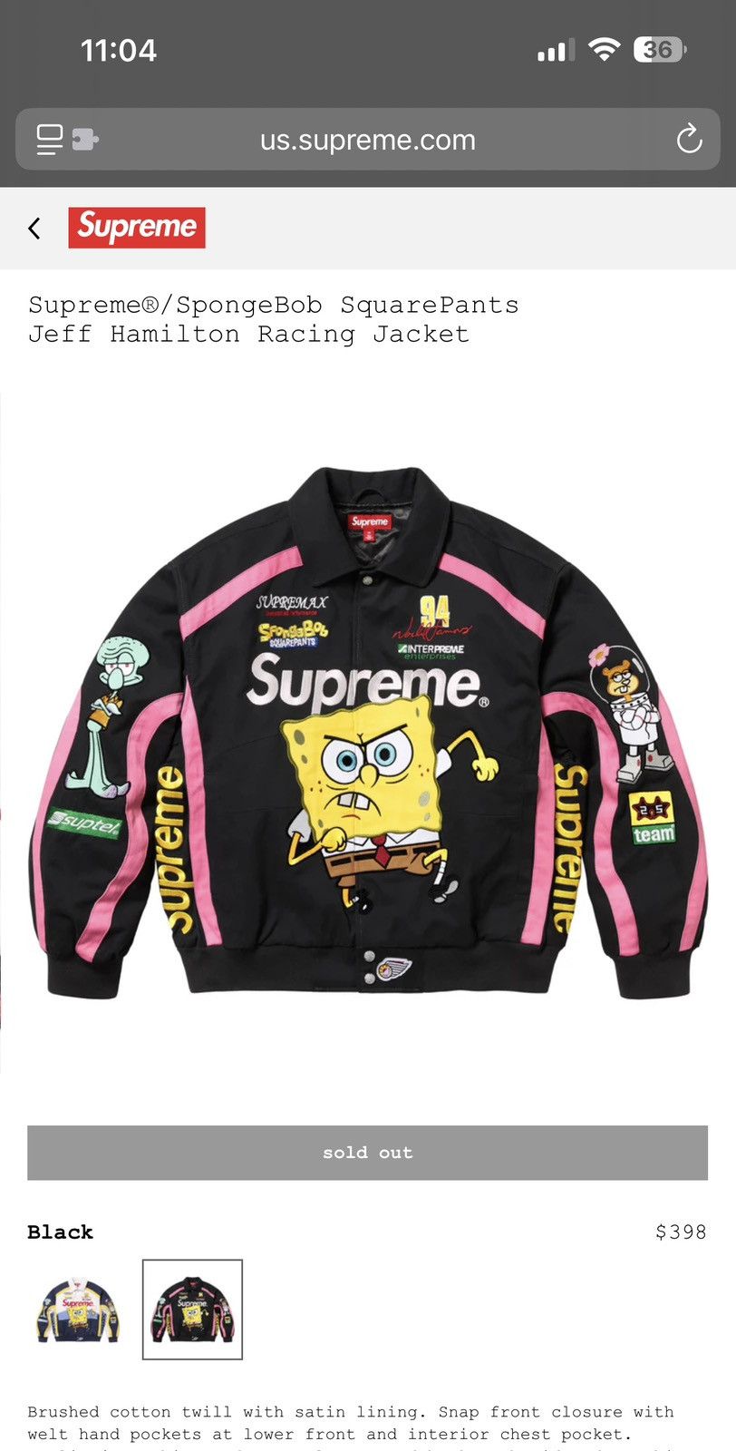 Jeff Hamilton × Supreme Supreme SpongeBob SquarePants Jeff
