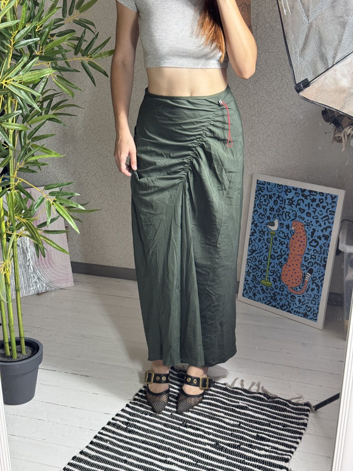 Cop Copine VINTAGE COP COPINE 2000s MAXI NYLON DRAWSTRING SKIRT Size 28" / US 6 / IT 42 - 4 Thumbnail