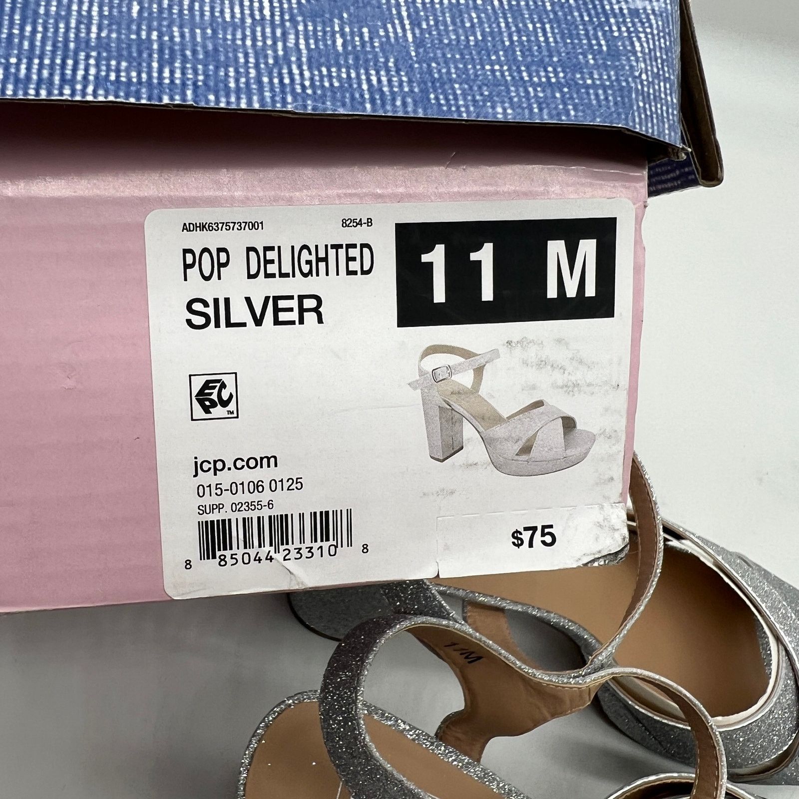Other Pop Delighted Womens Silver Glitter Heeled Sand Size US 11 / IT 41 - 10 Thumbnail