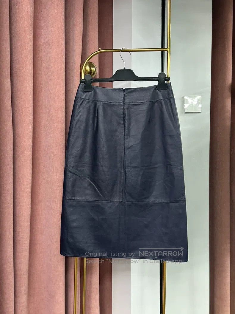 Loro Piana Loro Piana Blue Leather Skirt Size 26" / US 2 / IT 38 - 3 Thumbnail