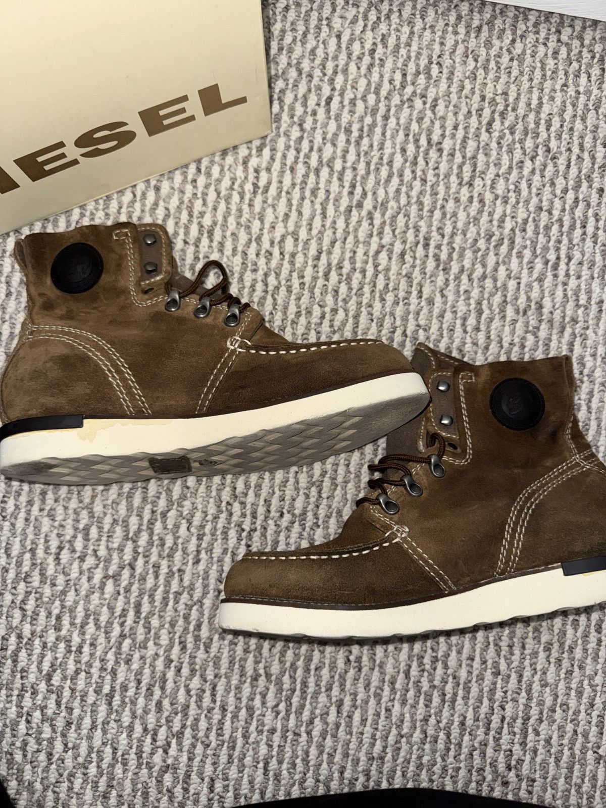 Diesel Diesel Builder Leather Moc-Toe Boots – Brown Suede US 10 Size US 10 / EU 43 - 1 Thumbnail