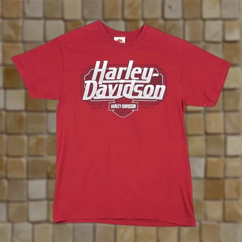 Harley Davidson VINTAGE Harley-Davidson Motorcycle T-Shirt Men's Medium Red Logo 90s Biker Outdoor Rock Retro Size US M / EU 48-50 / 2 - 1 Thumbnail