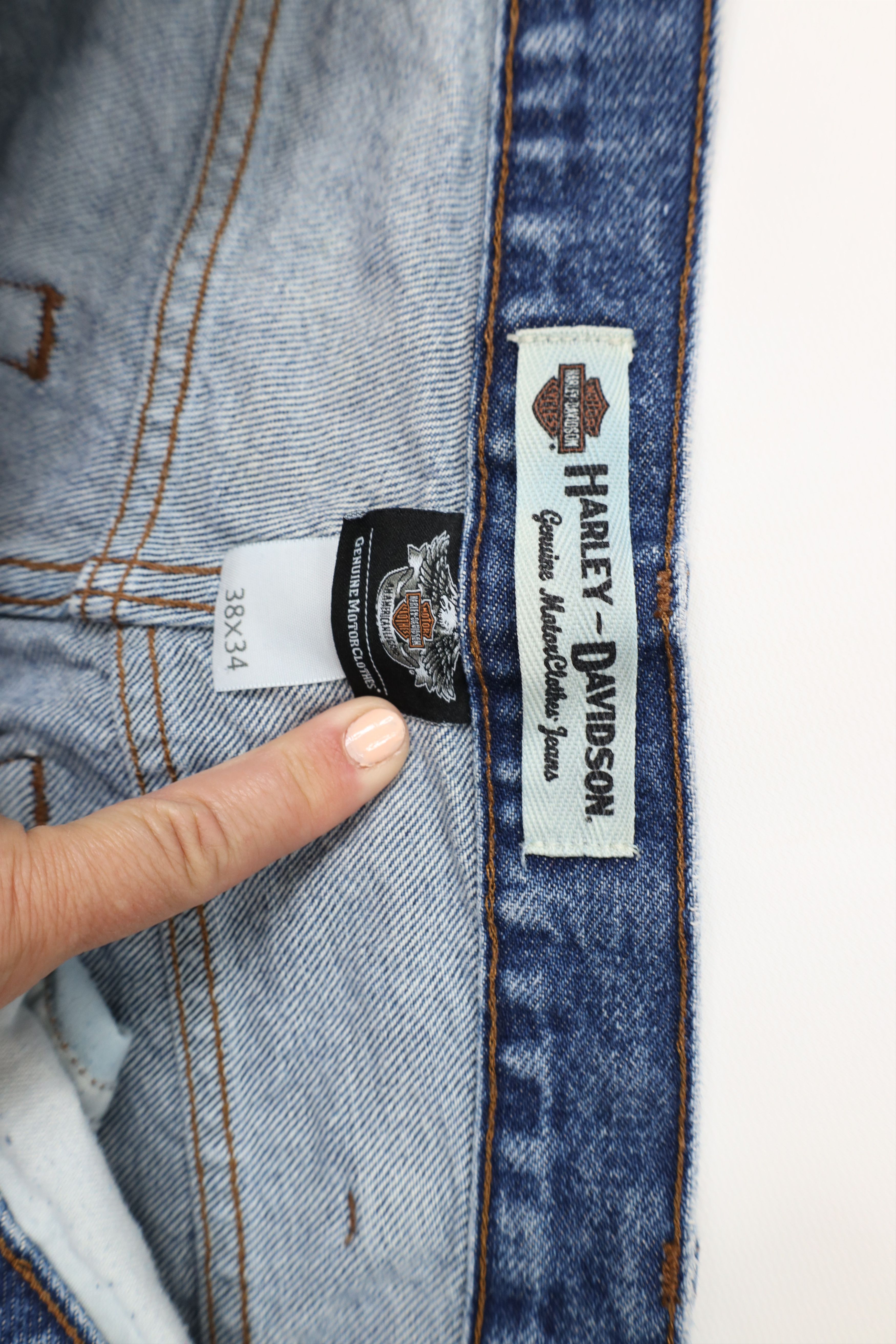 Harley Davidson Vintage 90s Y2K Harley Davidson Spell Wide Leg Denim Jeans Size US 38 / EU 54 - 6 Thumbnail