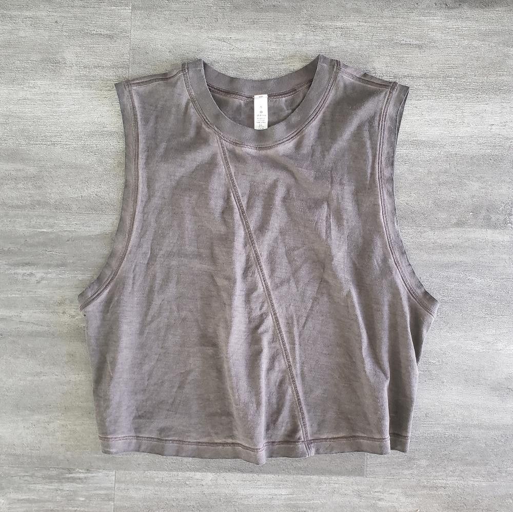 Lululemon Grey Washed Lululemon Stitched Crop Tank Size S / US 4 / IT 40 - 1 Thumbnail