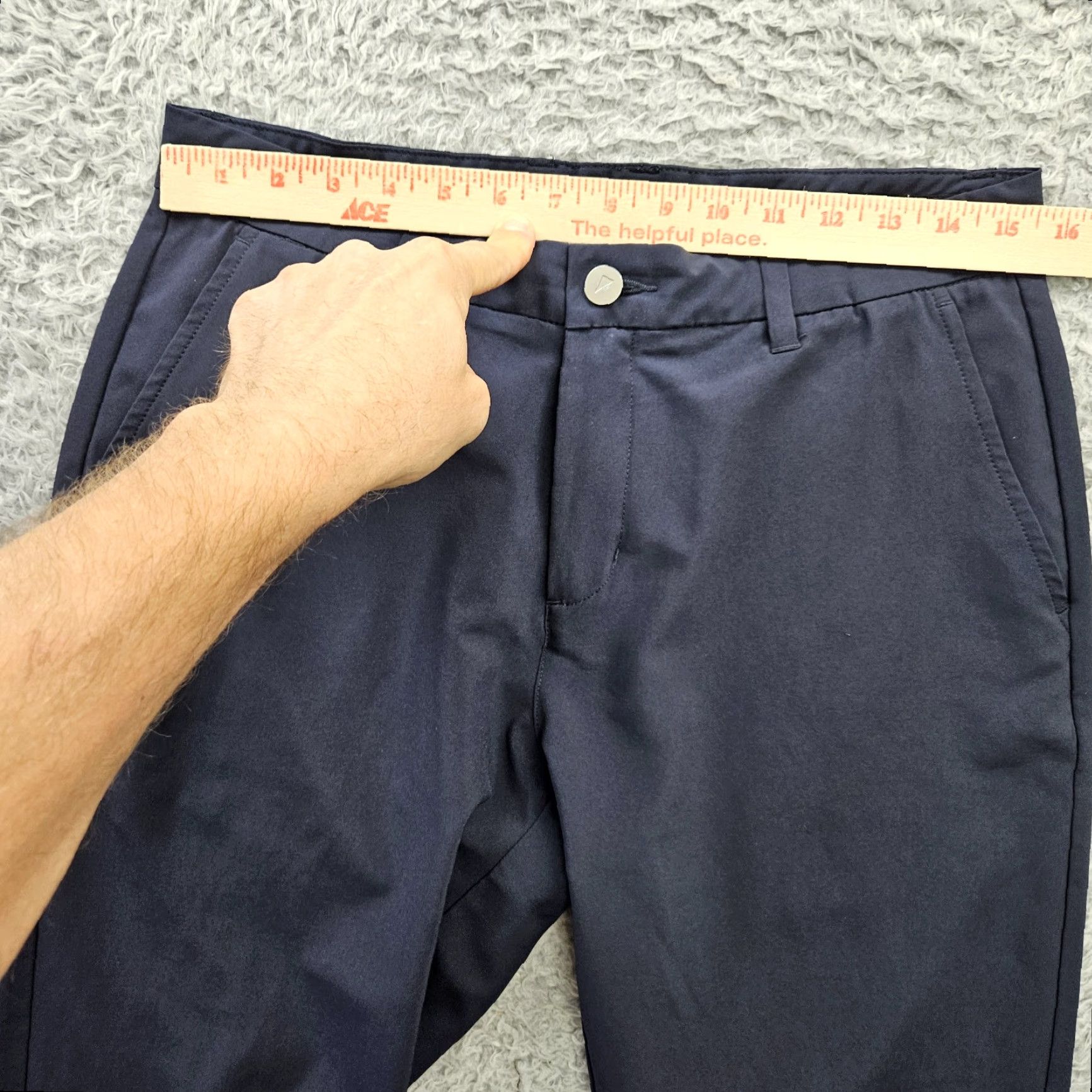 PRIMO Golf Pants Men 32 Regular Blue Pant Chino 5-Pocket Tapered Zip Ankle Inseam 30 Satin Polyester Front Flat Front Waist 31 Classic Sports Mens