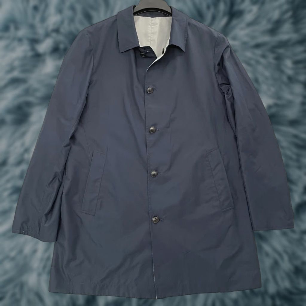 Vintage Samuelsohn Jacket Adult 40 Blue Gray Reversible Trench Coat Made In Italy Mens Size US XXS / EU 40 - 1 Thumbnail