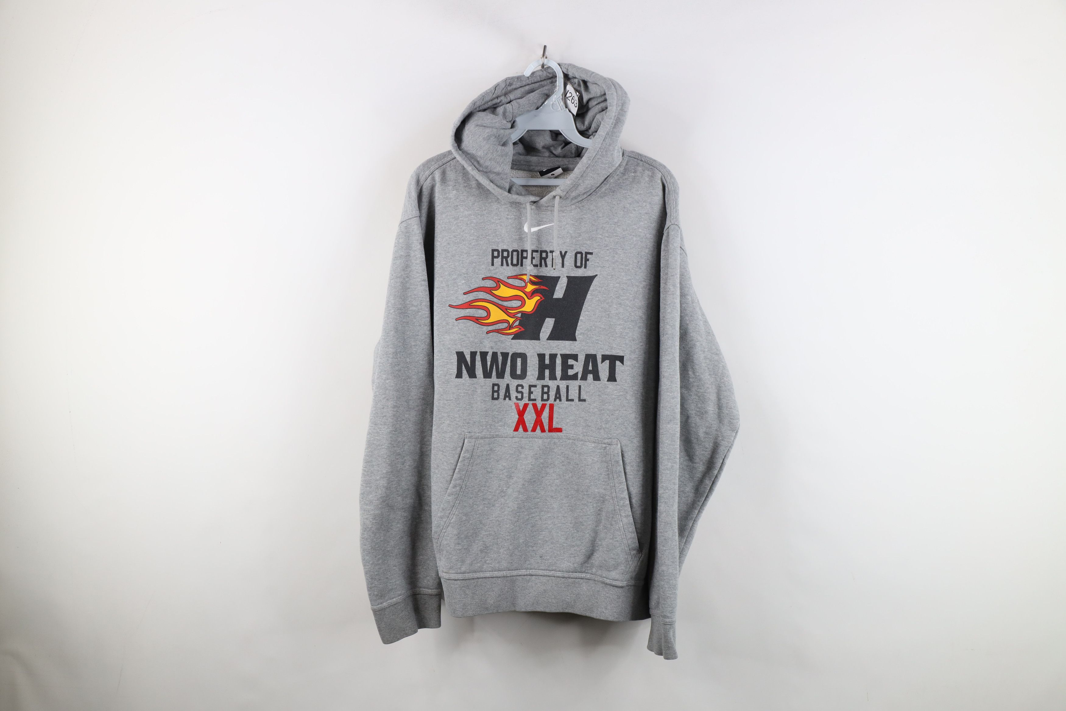 Nike Vintage Nike Center Swoosh Baseball Fire Flames Hoodie Gray Size US L / EU 52-54 / 3 - 1 Thumbnail