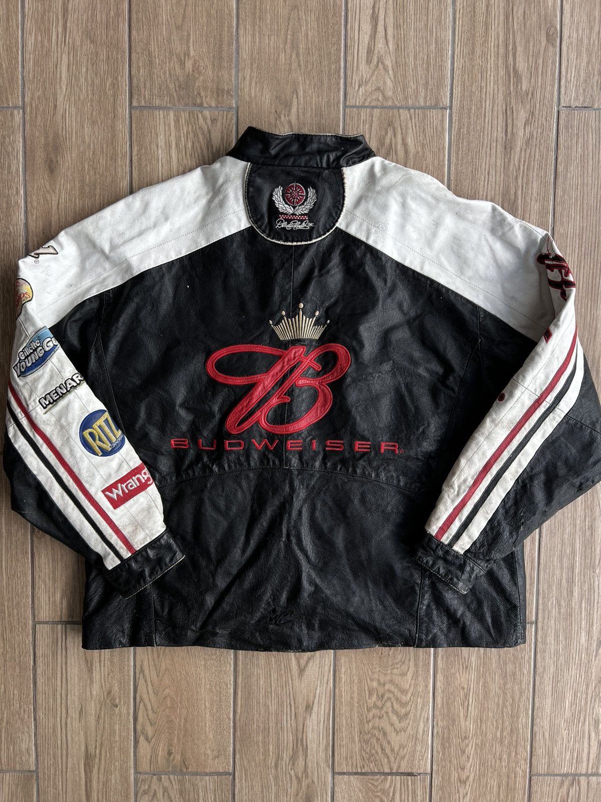 Vintage Vintage 90s Nascar Budweiser Racing Leather Jacket | Grailed