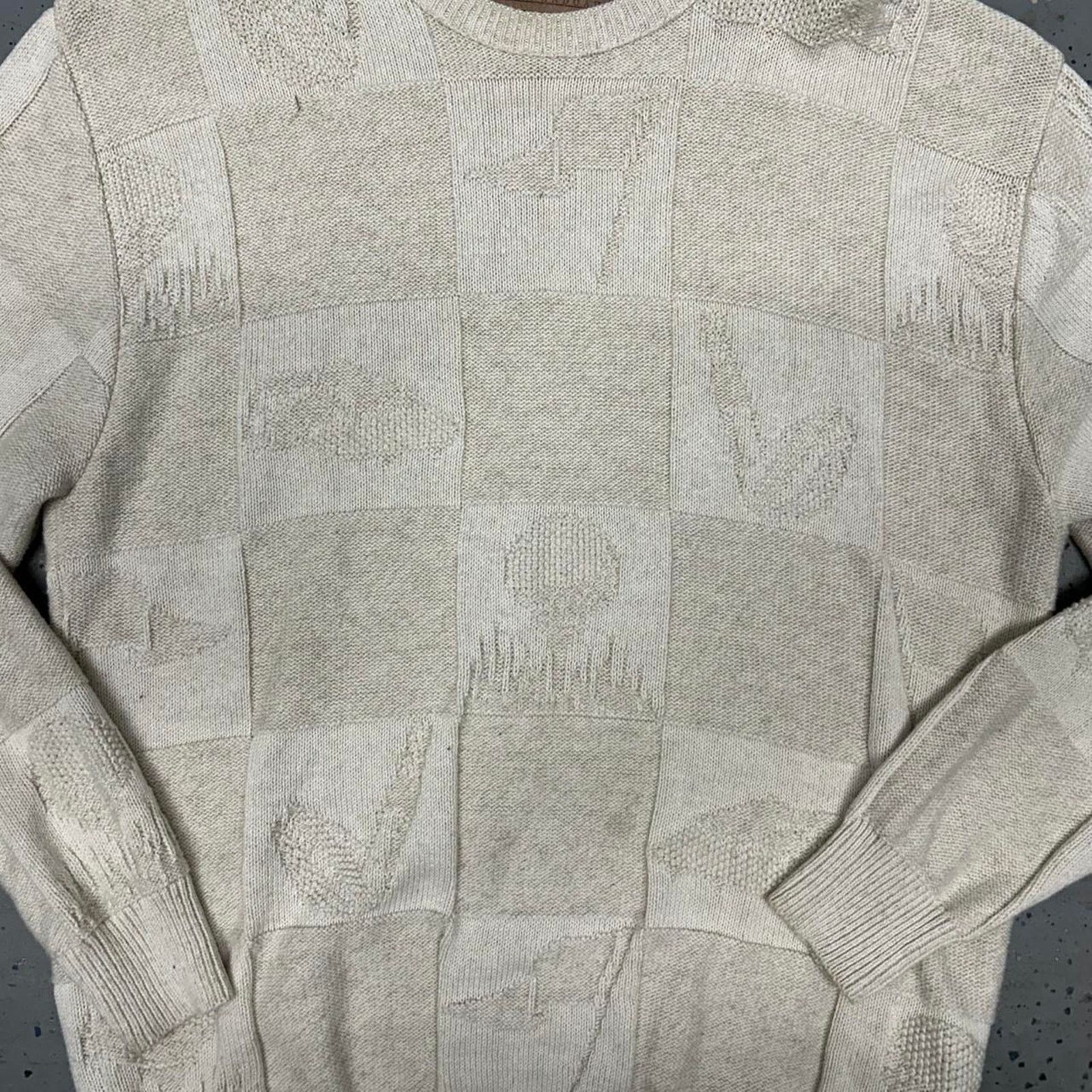 Other Cream & white vintage 90s checkered golf knit sweater Size US M / EU 48-50 / 2 - 2 Thumbnail