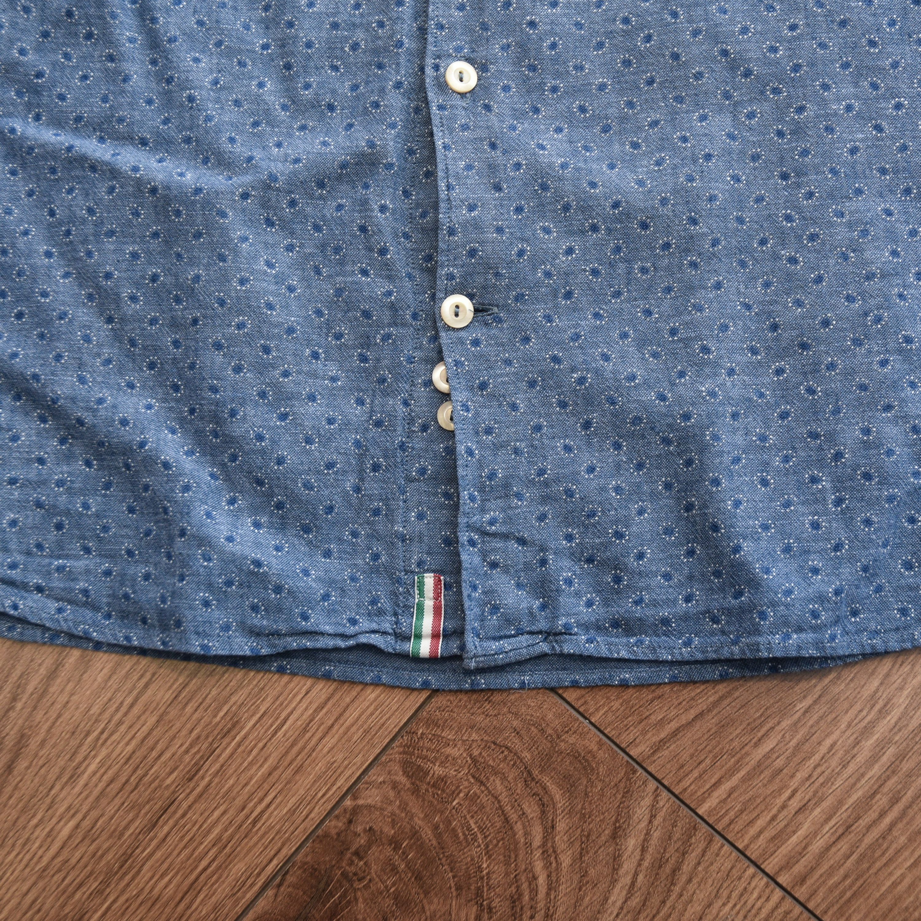 Tintoria Mattei TINTORIA MATTEI 954 Blue Polka Dot Slim Fit Cotton Shirt Size US M / EU 48-50 / 2 - 9 Thumbnail
