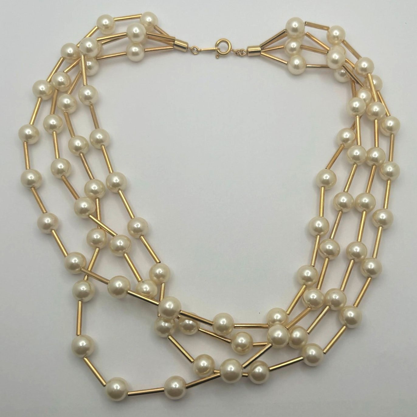Other Vintage Silver & Cream Pearl Necklace Size ONE SIZE - 4 Thumbnail