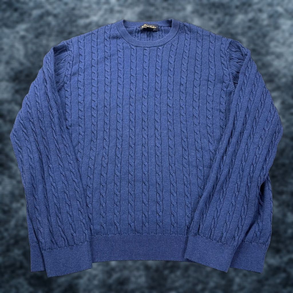 Brooks Brothers Brooks Brothers Sweater Mens 2XL Blue 100% Supima Cotton Cable Knit Crewneck Size US XXL / EU 58 / 5 - 1 Thumbnail