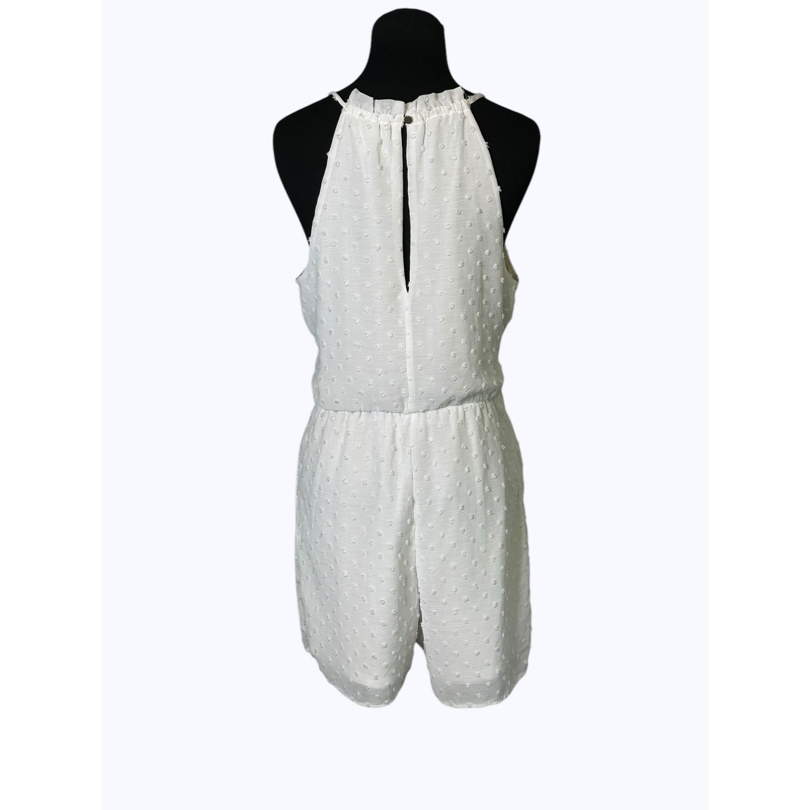 Bar III BAR III white swiss dot texture halter romper size Medium Size 28" / US 6 / IT 42 - 11 Thumbnail