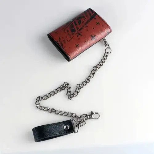 Japanese Brand Y2K Maroon Skull Cross Wallet Size ONE SIZE - 2 Thumbnail