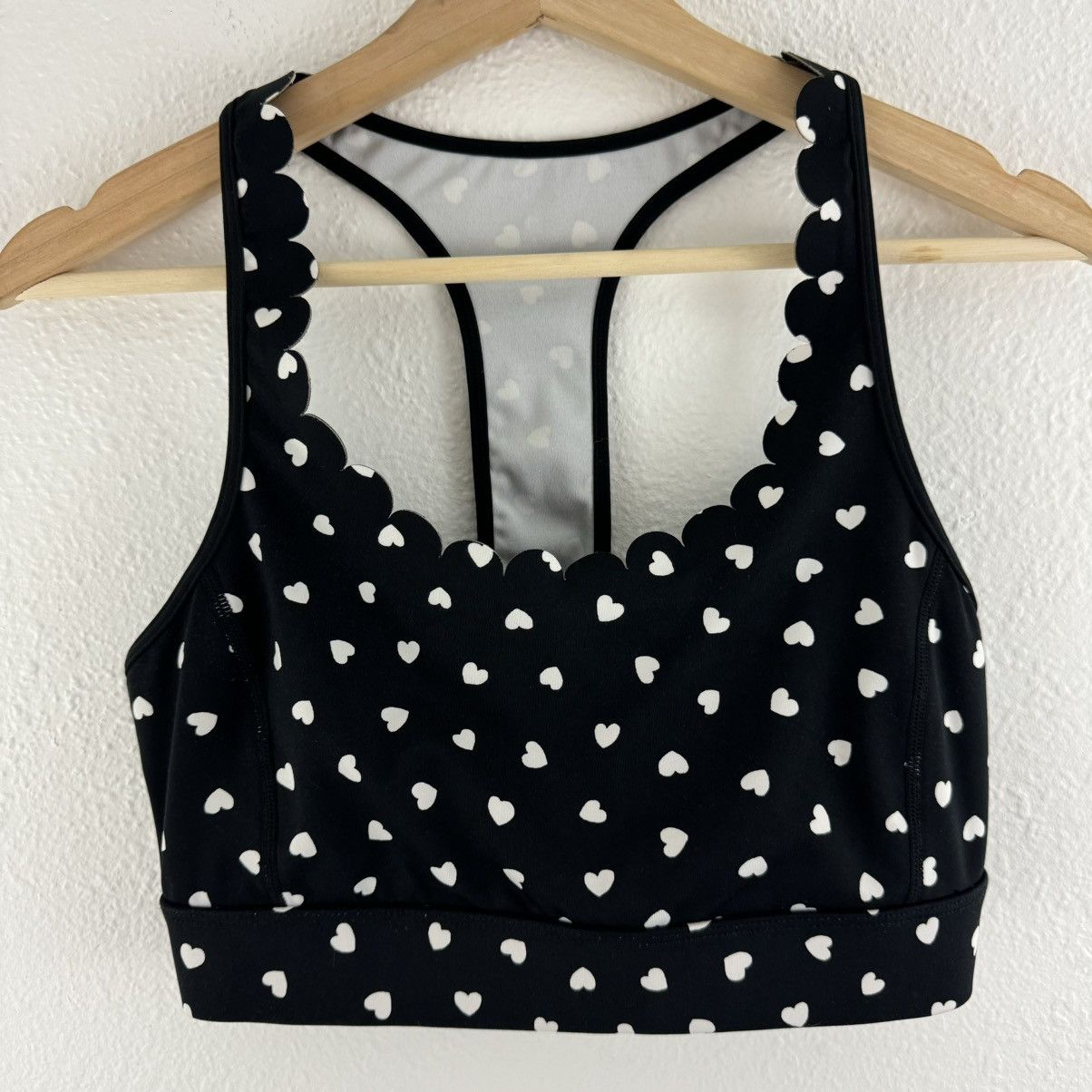 Kate Spade KATE SPADE Black White Polka Heartbeat Scallop Sports Bra Size M / US 6-8 / IT 42-44 - 5 Thumbnail