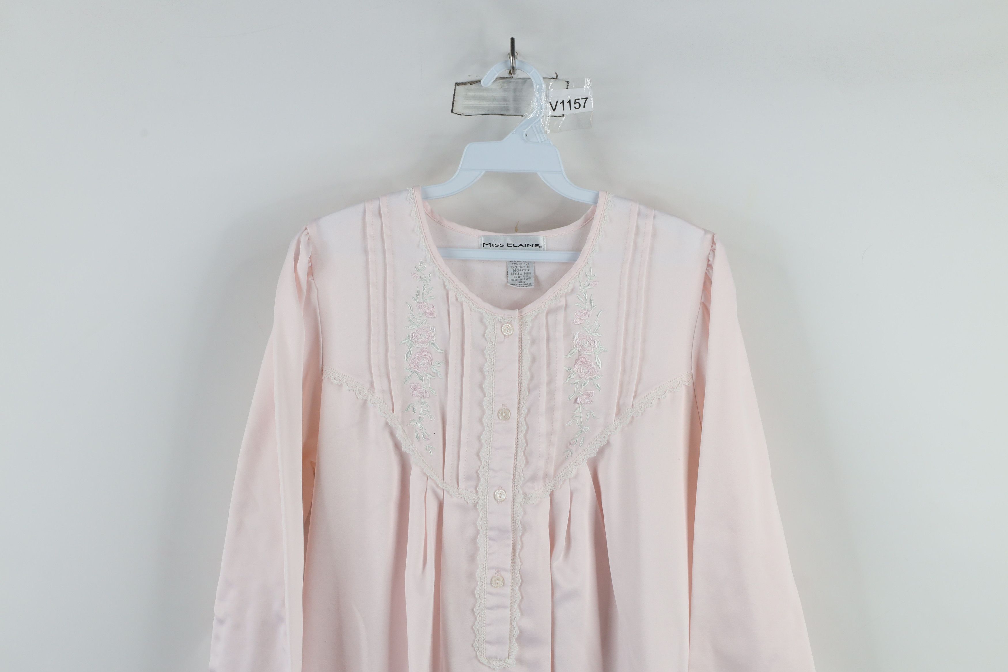 Vintage Vintage 90s Miss Elaine Ruffled Long Sleeve Night Gown Size M / US 6-8 / IT 42-44 - 2 Thumbnail