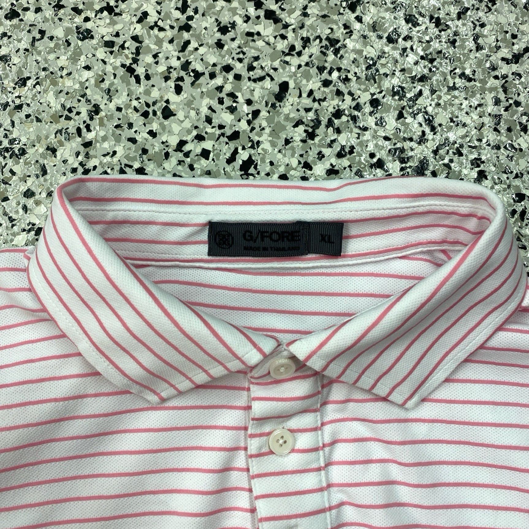 G/FORE G/FORE Polo Shirt Mens XL Pink White Stripe Lightweight Logo Golf Performance Shirt Size US XL / EU 56 / 4 - 2 Thumbnail