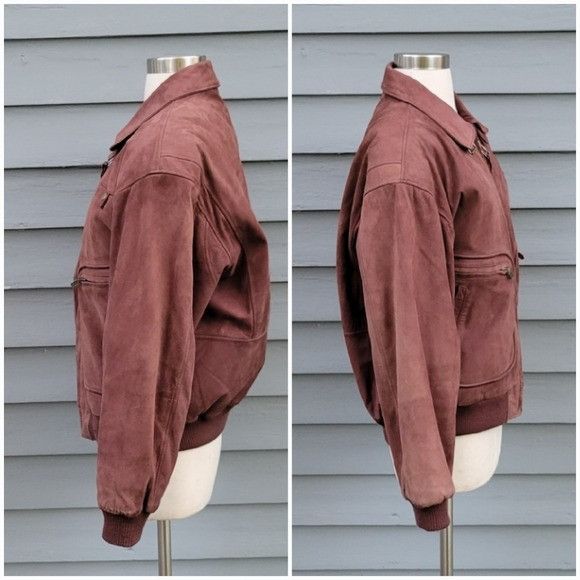 Vintage Vintage 90s y2k Burgundy Nubuck Suede Leather Flyboy Aviator Size US S / EU 44-46 / 1 - 4 Thumbnail