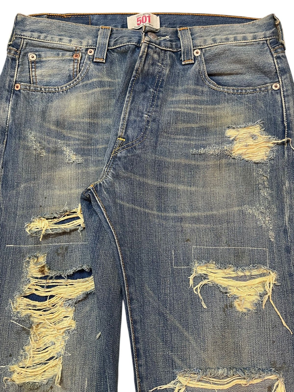 Levi's Vintage Levis 501 Mud Wash Distressed Destroyed Loose Jeans Size US 30 / EU 46 - 4 Thumbnail