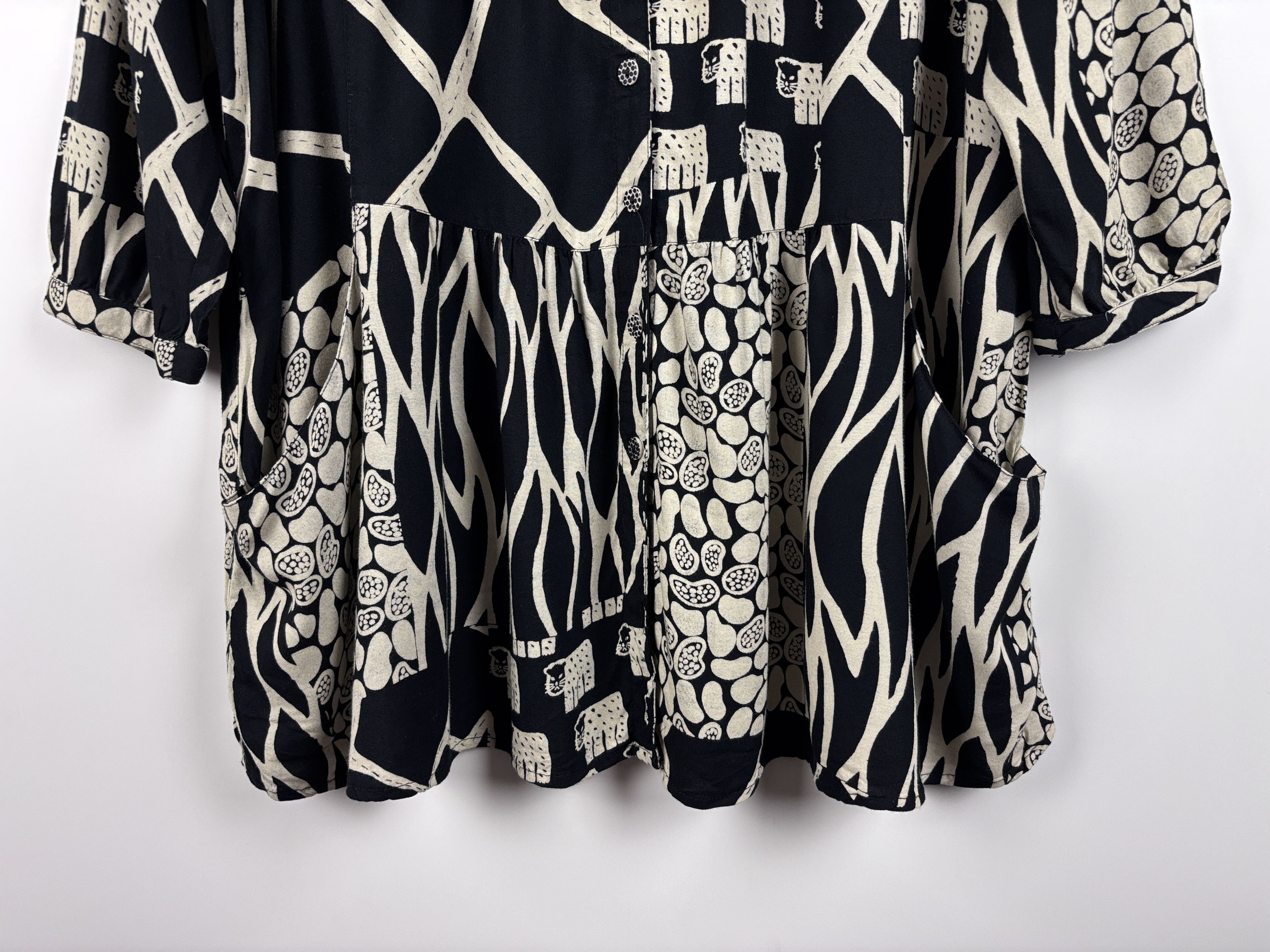 Gudrun Sjoden Gudrun Sjoden Animal Print Button Shirt Tunic Black Beige M Size M / US 6-8 / IT 42-44 - 3 Thumbnail