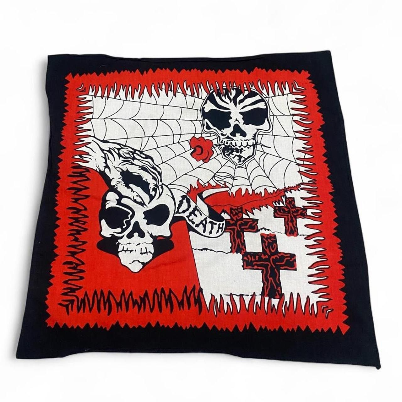 Other Vintage skull and spider web black and red graphic bandana Size ONE SIZE - 1 Thumbnail