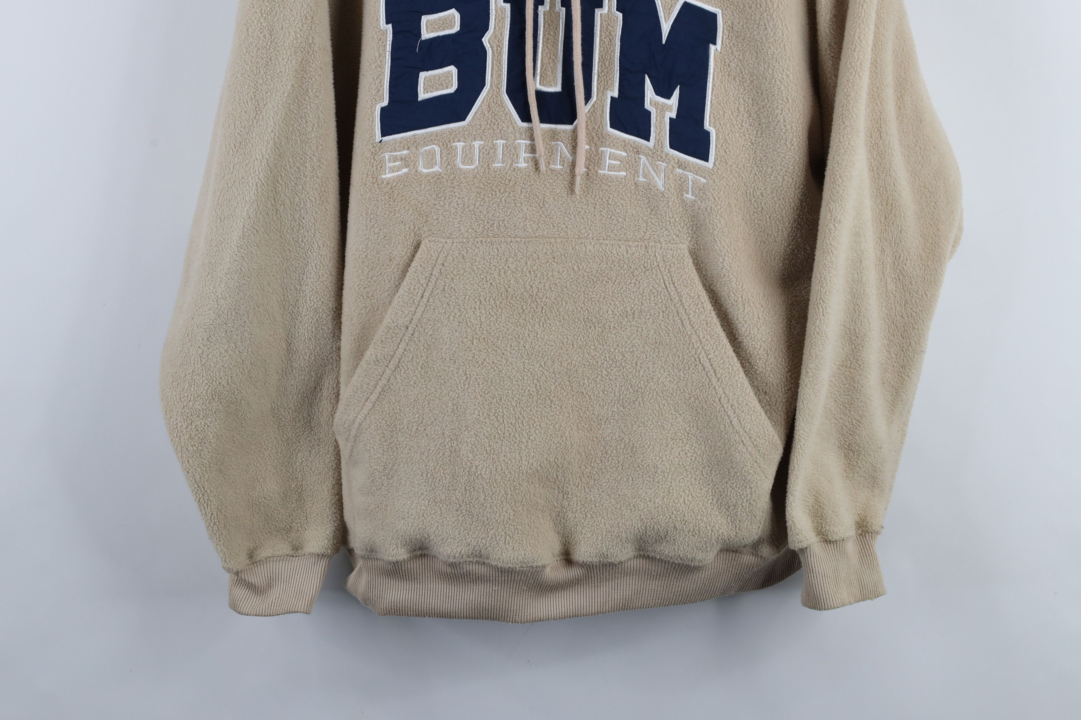 Vintage Vintage 90s Bum Equipment Fleece Hoodie Sweatshirt Beige Size US M / EU 48-50 / 2 - 3 Thumbnail