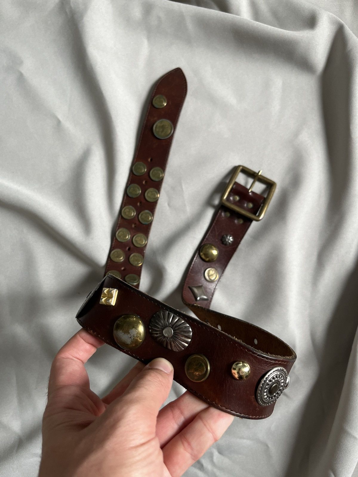 Cowboy Equipment Avant Garde Coins and Badges Leather Belt Size ONE SIZE - 15 Thumbnail
