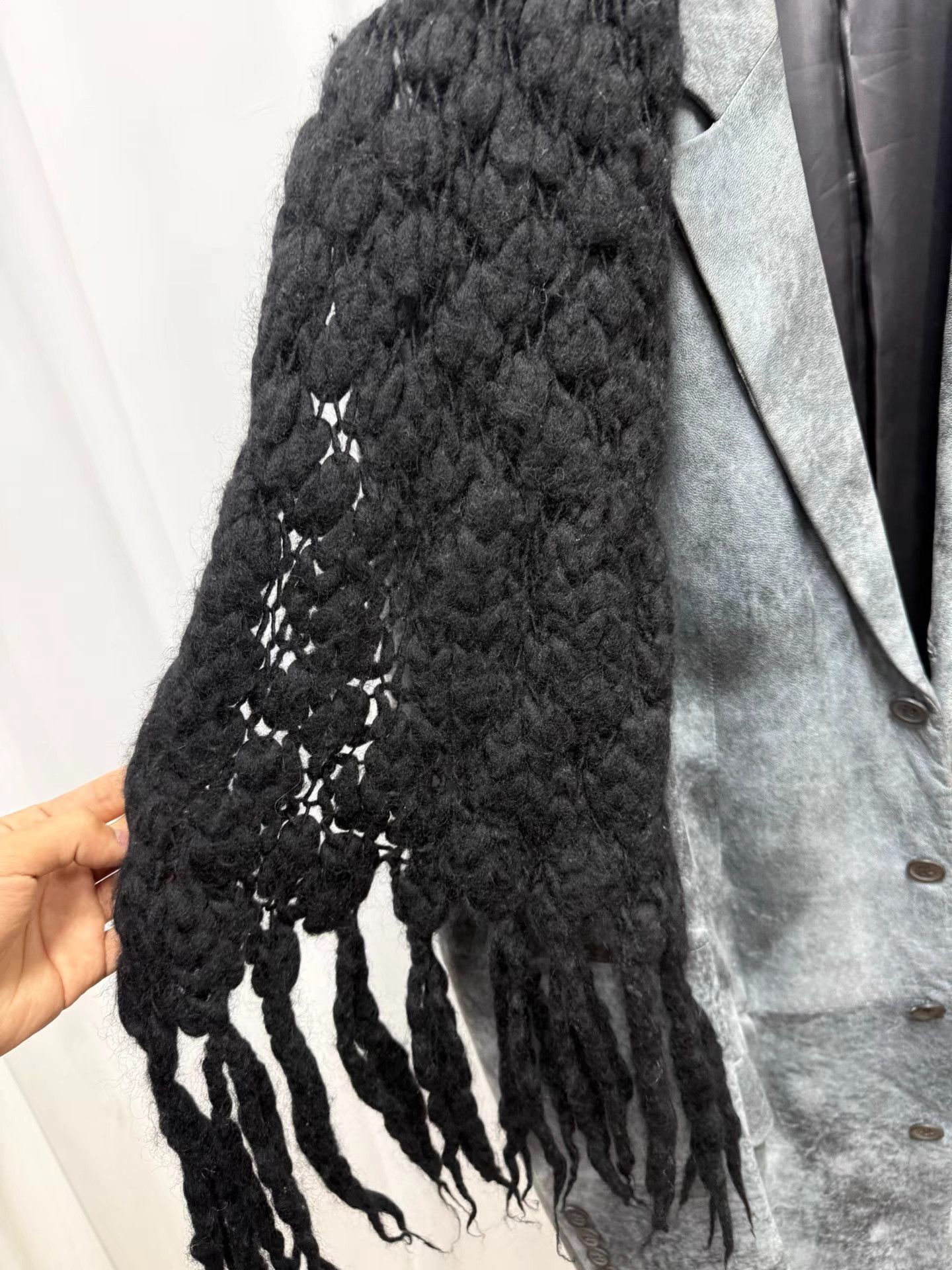 Yohji Yamamoto Yohji Yamamoto Heavy Wool Chunky Knit Dark Scarf K20 Size ONE SIZE - 7 Thumbnail