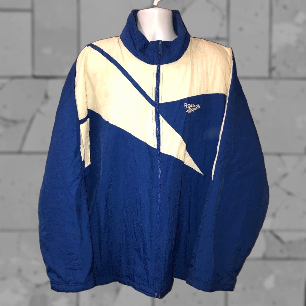 Reebok Reebok Jacket Full Zip Mens 2XL Blue/White Quilt Lined Colorful Full Zip Jacket - Reebok Mens 2XL Blue/White Quilt Lined Full Zip Jacket Size US XXL / EU 58 / 5 - 1 Thumbnail