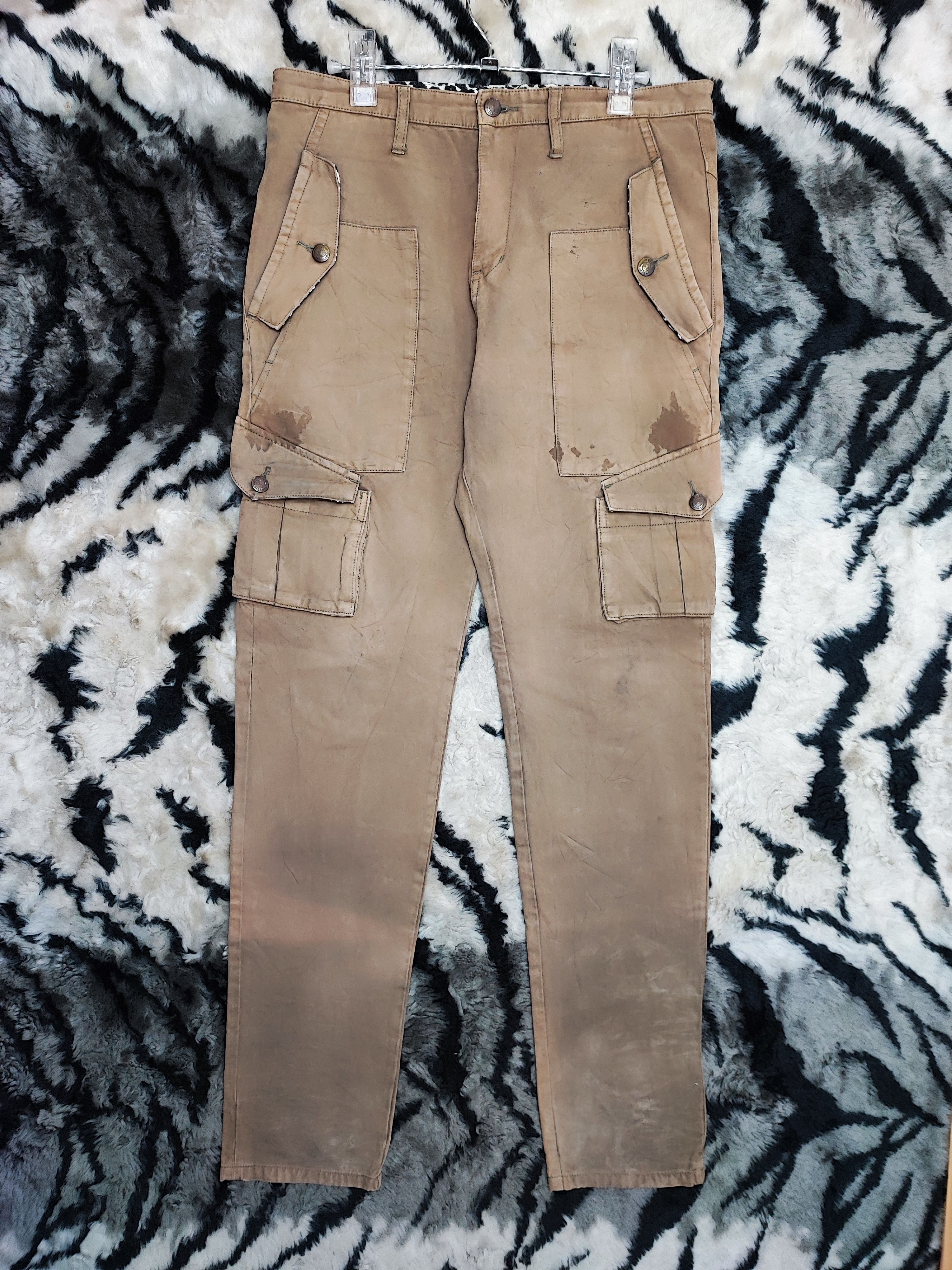 Le Grande Bleu (L.G.B.) PPFM Bondage Distressed Brown Cargo Pants Size US 32 / EU 48 - 2 Thumbnail