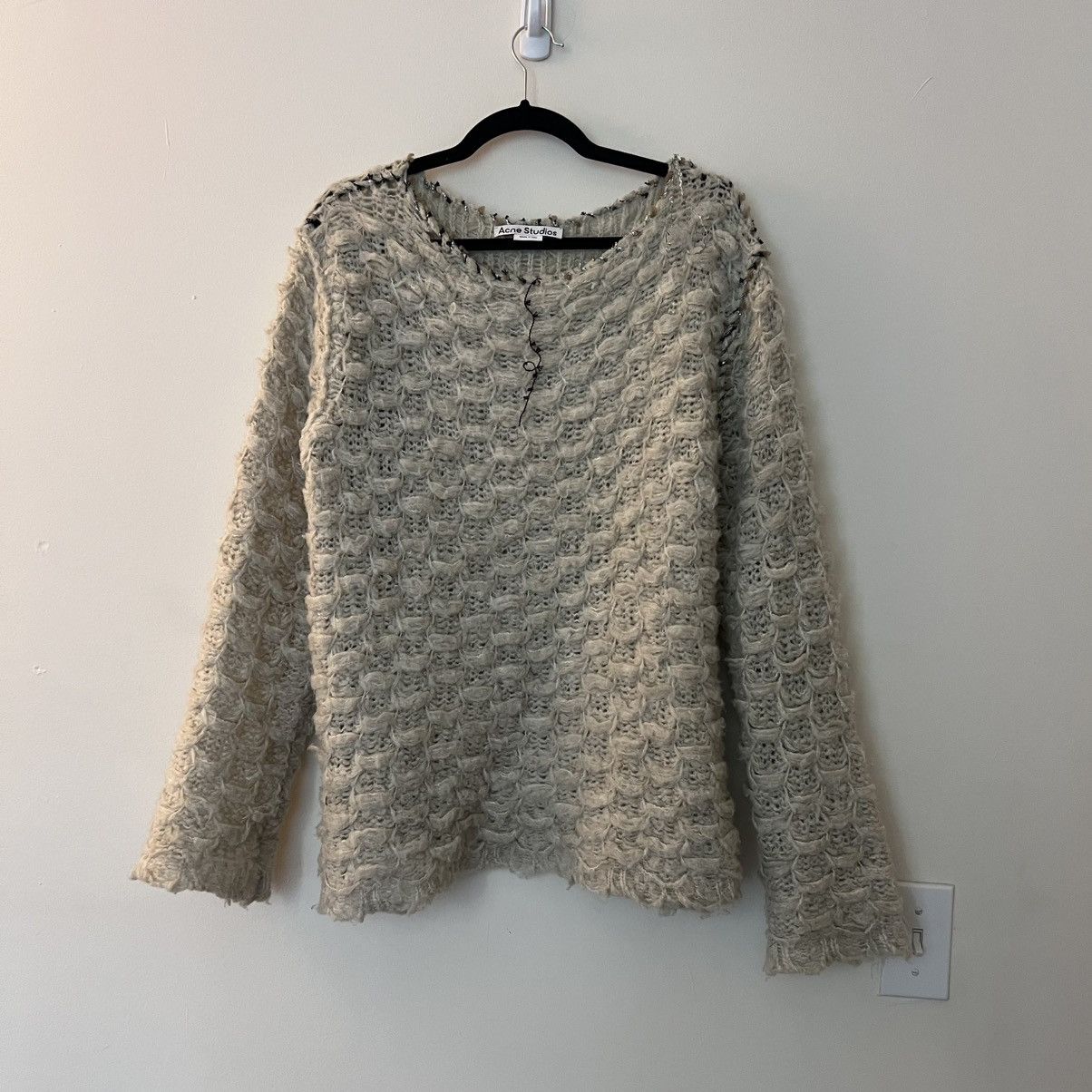 Acne Studios Acne Studios Off White Distressed Embellished Sweater Size US M / EU 48-50 / 2 - 4 Thumbnail