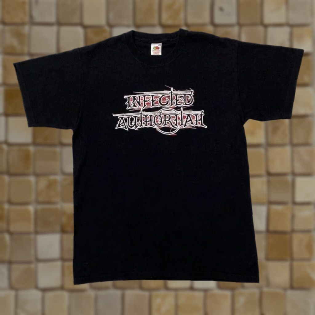 Fruit Of The Loom Infected Authoritah Infect Your Mind Thrash Melodic Death Metal Band T-Shirt M Mens Black Cotton Graphic Print Short Sleeve Round Neck Size US M / EU 48-50 / 2 - 1 Thumbnail