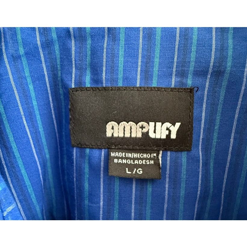 Amplified Amplify Men's Blue Striped Short Sleeve Shirt Lg Size US L / EU 52-54 / 3 - 2 Thumbnail