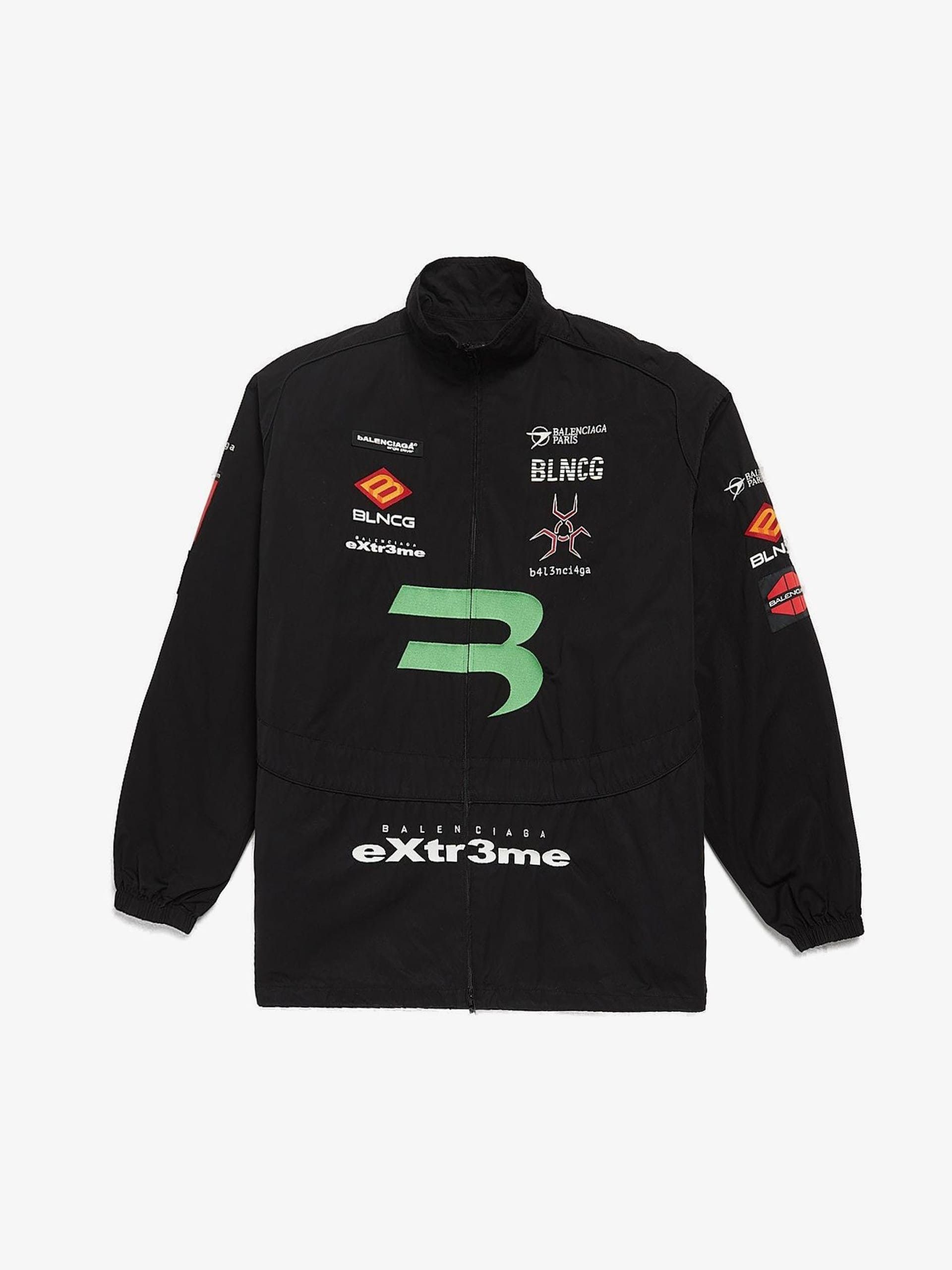 image of Balenciaga Black Patched Gamer Oversized Cotton Zipped Jacket, Men's (Size Small)