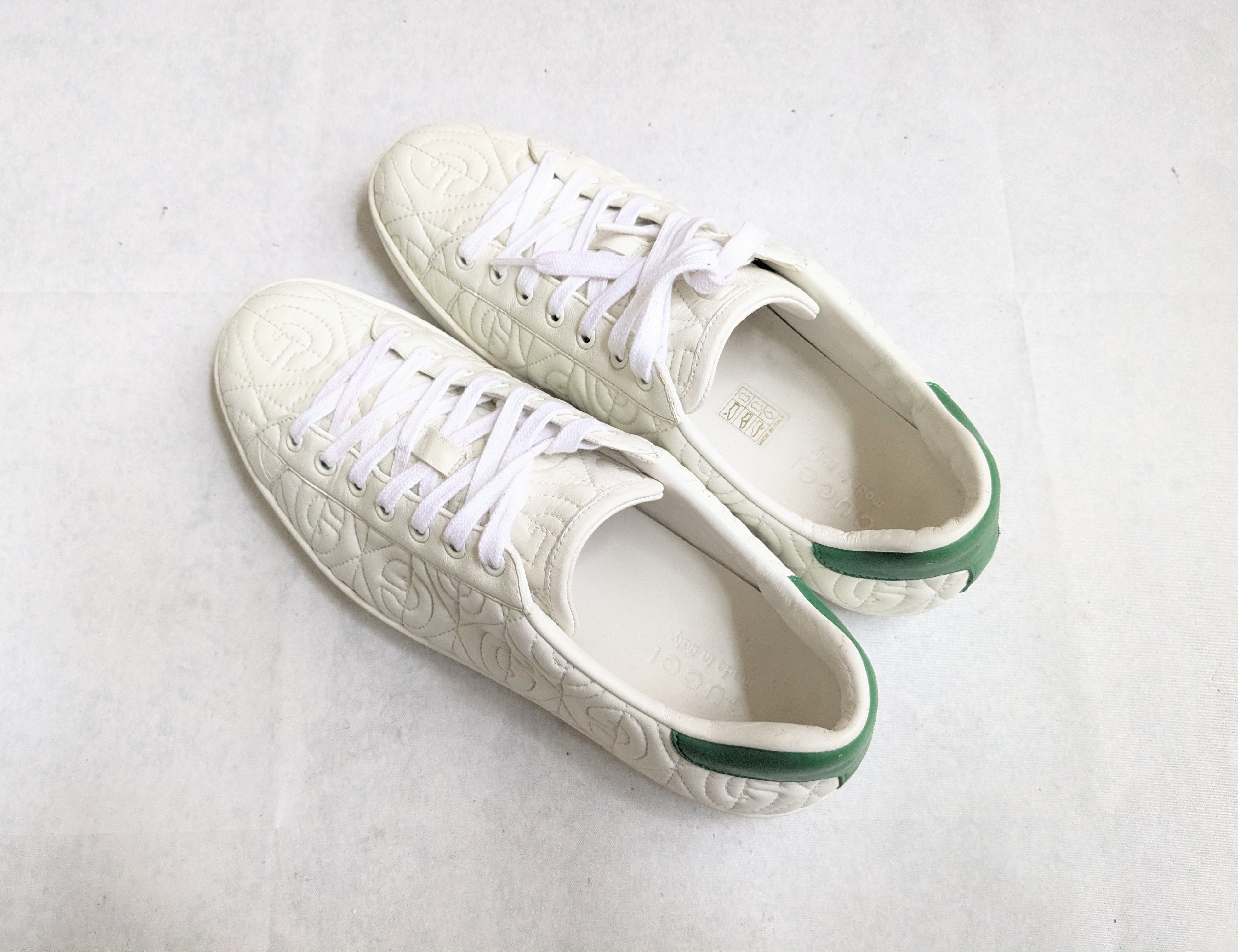 Gucci Gucci Ace Sneakers Rhombus White Green 9.5 Leather Size US 9.5 / EU 42-43 - 12 Thumbnail