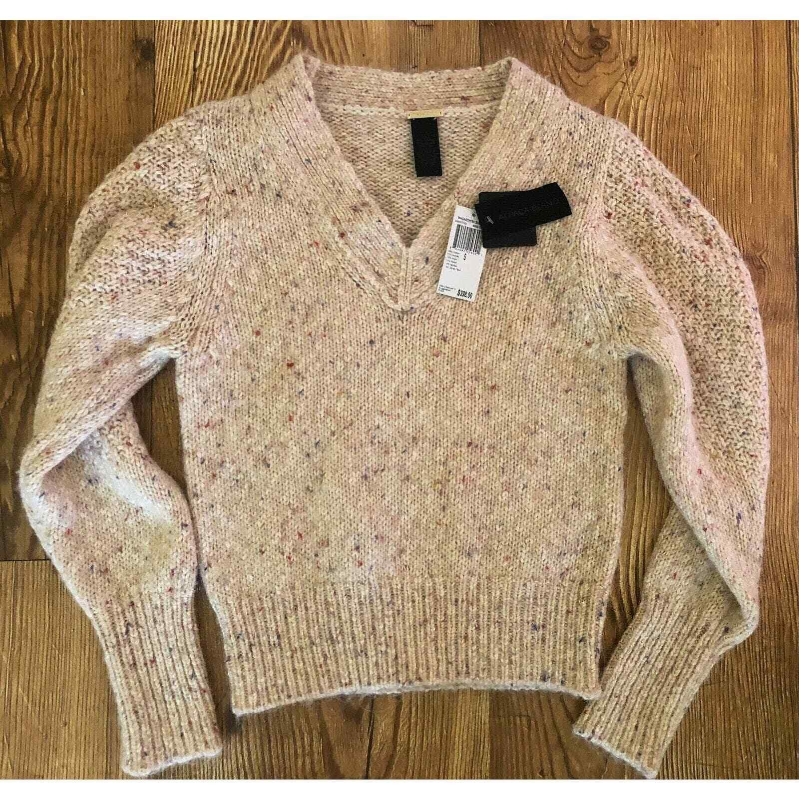 image of Magaschoni Women's Alpaca Blend V-Neck Sweater Beige Size S