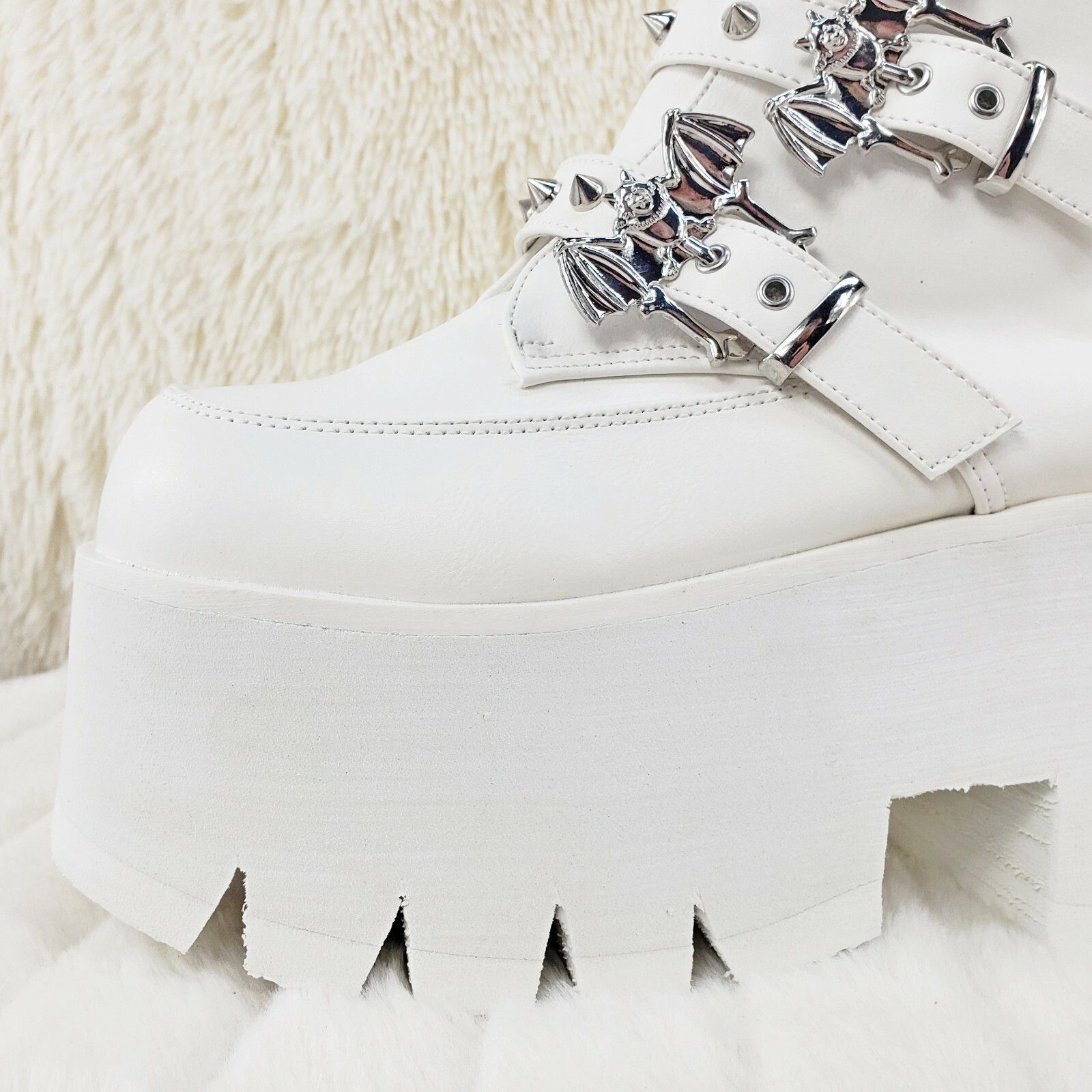 Demonia Cult DEMONIA Ashes 55 White Matte Bat 3.5" Platform Heel Combat G Size US 12 / IT 42 - 6 Thumbnail